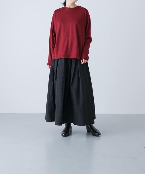 かぐれ(カグレ)の「ウォッシャブルウールプルオーバー(Tシャツ/カットソー・レディース・ブラック/レッド/ブラウン・FREE)」の8枚目の写真