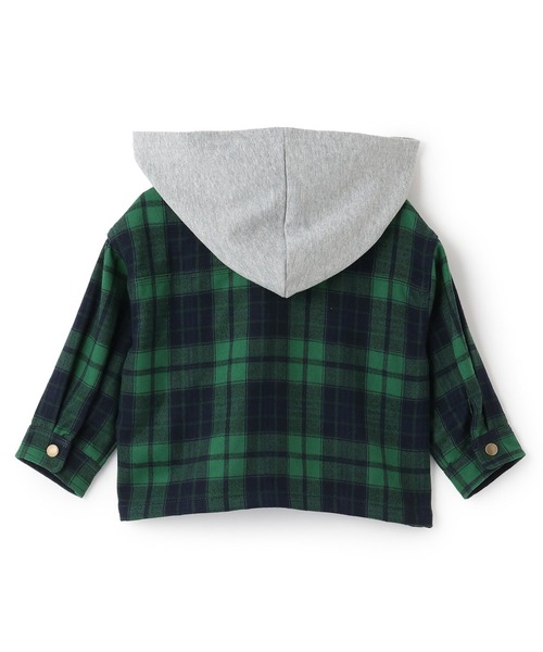 KP BOY（ケーピーボーイ）の「フーデット チェックシャツ（シャツ/ブラウス・キッズ・グリーン/イエロー・90cm/110cm/120cm/130cm/140cm/100cm）」の16枚目の写真