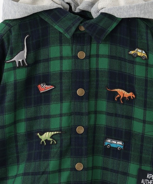 KP BOY（ケーピーボーイ）の「フーデット チェックシャツ（シャツ/ブラウス・キッズ・グリーン/イエロー・90cm/110cm/120cm/130cm/140cm/100cm）」の19枚目の写真