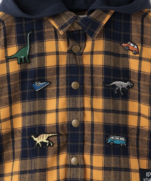 KP BOY（ケーピーボーイ）の「フーデット チェックシャツ（シャツ/ブラウス・キッズ・グリーン/イエロー・90cm/110cm/120cm/130cm/140cm/100cm）」の20枚目の写真