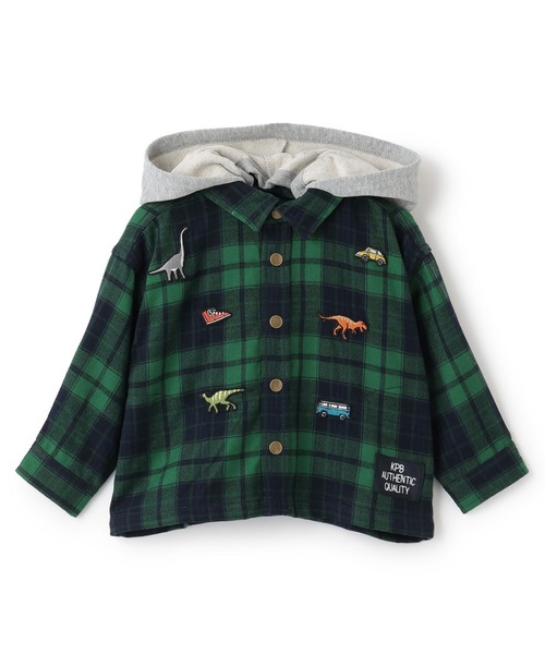KP BOY（ケーピーボーイ）の「フーデット チェックシャツ（シャツ/ブラウス・キッズ・グリーン/イエロー・90cm/110cm/120cm/130cm/140cm/100cm）」の14枚目の写真