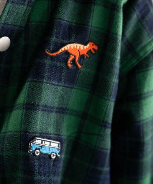 KP BOY（ケーピーボーイ）の「フーデット チェックシャツ（シャツ/ブラウス・キッズ・グリーン/イエロー・90cm/110cm/120cm/130cm/140cm/100cm）」の8枚目の写真