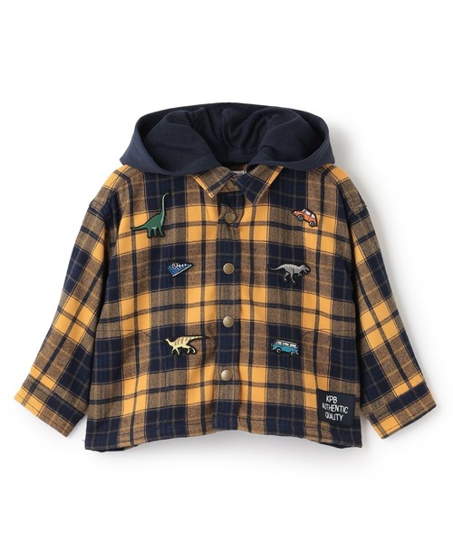 KP BOY（ケーピーボーイ）の「フーデット チェックシャツ（シャツ/ブラウス・キッズ・グリーン/イエロー・90cm/110cm/120cm/130cm/140cm/100cm）」の15枚目の写真