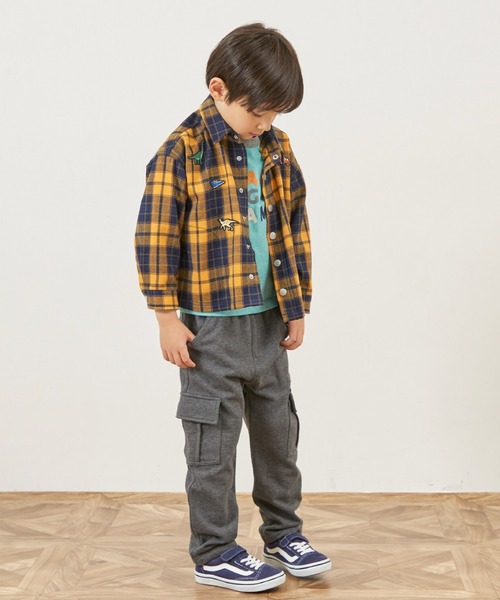 KP BOY（ケーピーボーイ）の「フーデット チェックシャツ（シャツ/ブラウス・キッズ・グリーン/イエロー・90cm/110cm/120cm/130cm/140cm/100cm）」の11枚目の写真