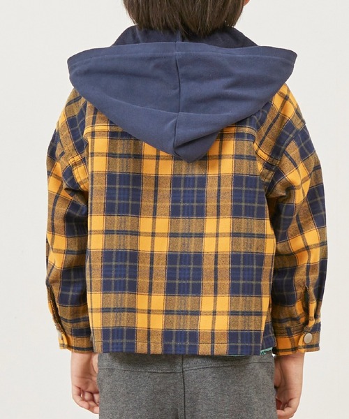 KP BOY（ケーピーボーイ）の「フーデット チェックシャツ（シャツ/ブラウス・キッズ・グリーン/イエロー・90cm/110cm/120cm/130cm/140cm/100cm）」の12枚目の写真