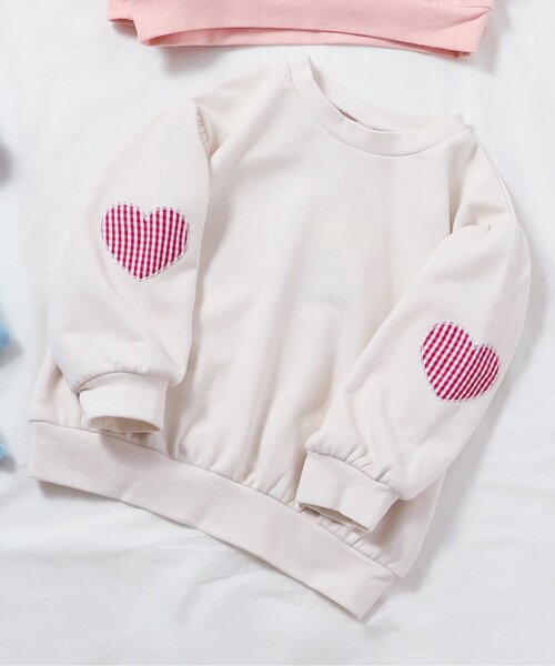 apres les cours（アプレレクール）の「【WEB限定】袖モチーフトレーナー/7days Style_ジュニア対応（スウェット・キッズ・アイボリー/ピンク/ブラック/サックスブルー/ラベンダー・80/90/100/110/120/130/140）」の2枚目の写真