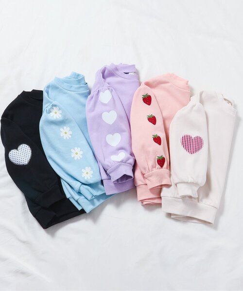 apres les cours（アプレレクール）の「【WEB限定】袖モチーフトレーナー/7days Style_ジュニア対応（スウェット・キッズ・アイボリー/ピンク/ブラック/サックスブルー/ラベンダー・80/90/100/110/120/130/140）」の19枚目の写真