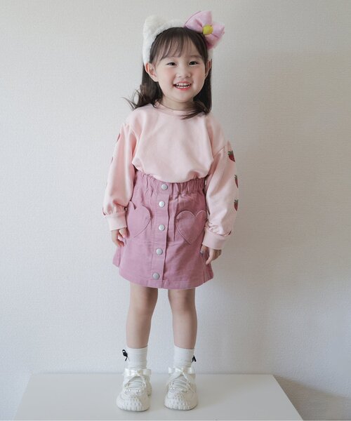 apres les cours（アプレレクール）の「【WEB限定】袖モチーフトレーナー/7days Style_ジュニア対応（スウェット・キッズ・アイボリー/ピンク/ブラック/サックスブルー/ラベンダー・80/90/100/110/120/130/140）」の13枚目の写真