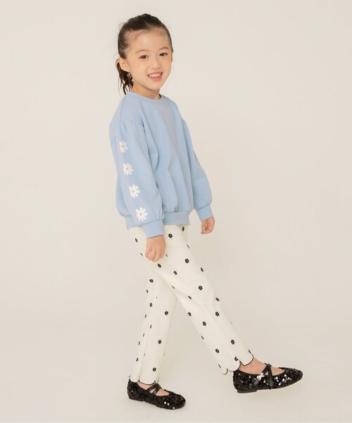 apres les cours（アプレレクール）の「【WEB限定】袖モチーフトレーナー/7days Style_ジュニア対応（スウェット・キッズ・アイボリー/ピンク/ブラック/サックスブルー/ラベンダー・80/90/100/110/120/130/140）」の16枚目の写真