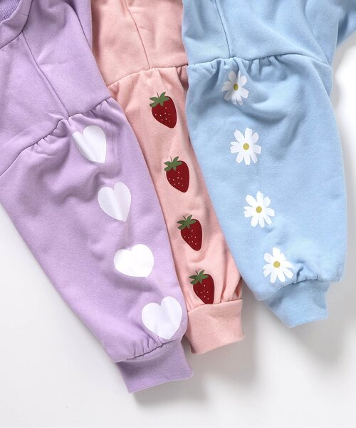 apres les cours（アプレレクール）の「【WEB限定】袖モチーフトレーナー/7days Style_ジュニア対応（スウェット・キッズ・アイボリー/ピンク/ブラック/サックスブルー/ラベンダー・80/90/100/110/120/130/140）」の7枚目の写真