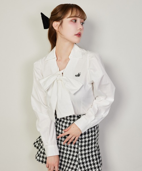 one after another NICE CLAUP（ワンアフターアナザーナイスクラップ）の「取り外し可能/ボウタイブラウス（シャツ/ブラウス・レディース・グレー系その他/ブラック系その他/オフホワイト・FREE）」の14枚目の写真