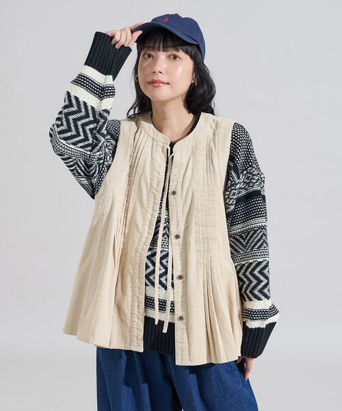 セール】コーデュロイ ピンタックベスト＜セットアップ対応＞（ベスト