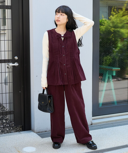 セール】コーデュロイ ピンタックベスト＜セットアップ対応＞（ベスト