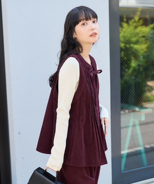 セール】コーデュロイ ピンタックベスト＜セットアップ対応＞（ベスト