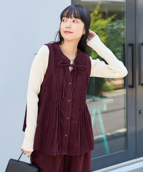 BSRABBIT コーデュロイベスト セール】コーデュロイ ピンタックベスト＜セットアップ対応＞（ベスト