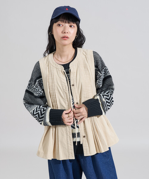FREAK'S STORE(フリークスストア)の「コーデュロイ ピンタックベスト<セットアップ対応>(ベスト・レディース・ナチュラル/ネイビー/ワインレッド・フリ-)」の15枚目の写真
