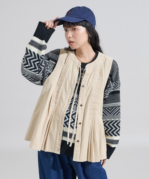 セール】コーデュロイ ピンタックベスト＜セットアップ対応＞（ベスト