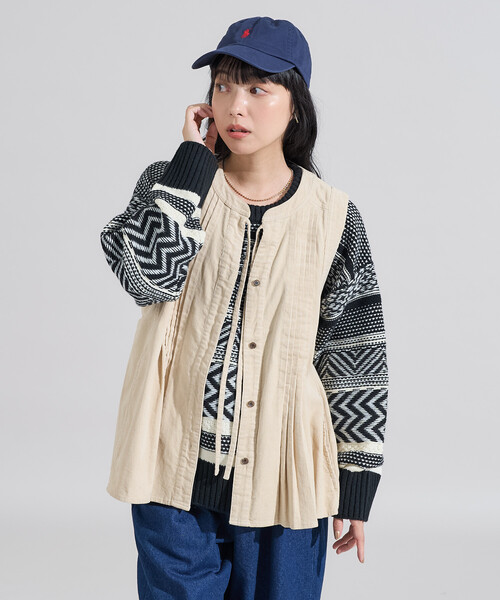 FREAK'S STORE(フリークスストア)の「コーデュロイ ピンタックベスト<セットアップ対応>(ベスト・レディース・ナチュラル/ネイビー/ワインレッド・フリ-)」の11枚目の写真