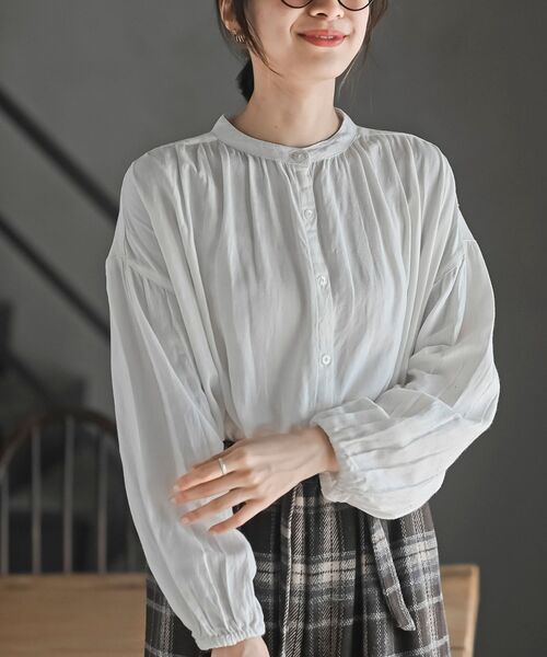 rps（アールピーエス）の「綿レーヨンツイルバンドカラーブラウス（シャツ/ブラウス・レディース・オフホワイト/ブラック/ベージュ・フリー）」の8枚目の写真