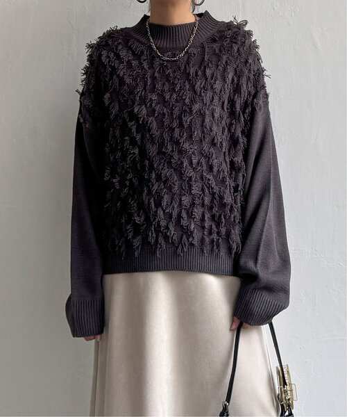 LBC（エルビーシー）の「フリンジニットプルオーバー（ニット/セーター・レディース・チャコール/オフホワイト/ミント・M）」の20枚目の写真