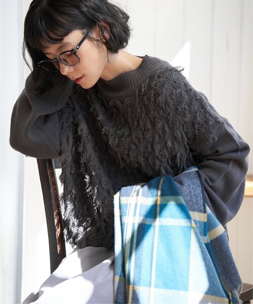 LBC（エルビーシー）の「フリンジニットプルオーバー（ニット/セーター・レディース・チャコール/オフホワイト/ミント・M）」の22枚目の写真