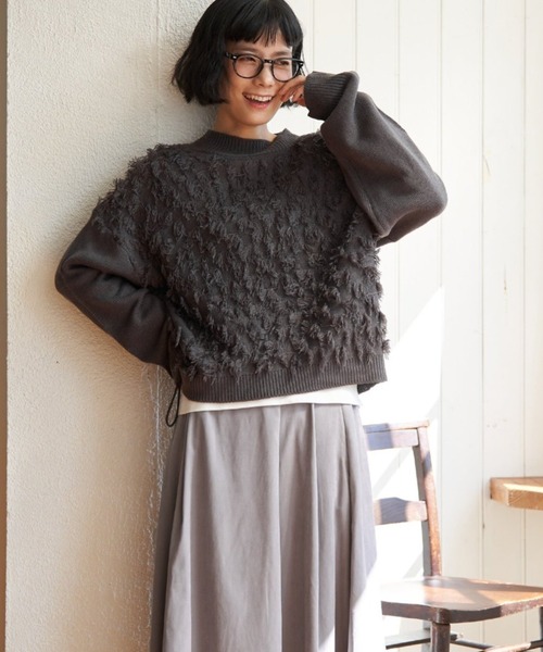 LBC（エルビーシー）の「フリンジニットプルオーバー（ニット/セーター・レディース・チャコール/オフホワイト/ミント・M）」の11枚目の写真