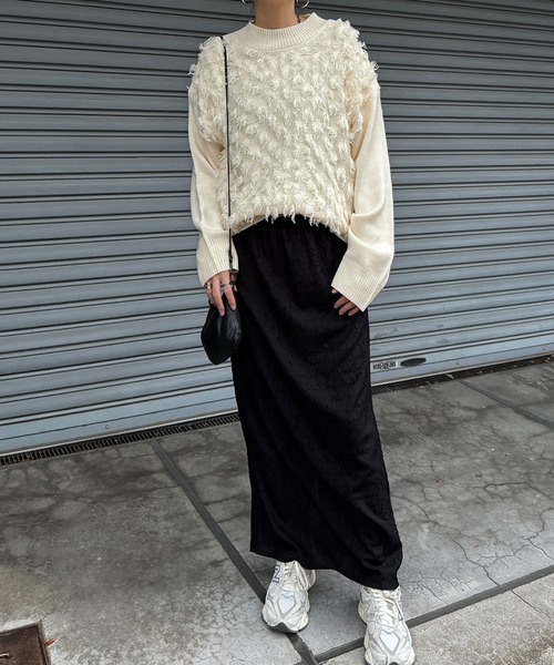 LBC（エルビーシー）の「フリンジニットプルオーバー（ニット/セーター・レディース・チャコール/オフホワイト/ミント・M）」の15枚目の写真