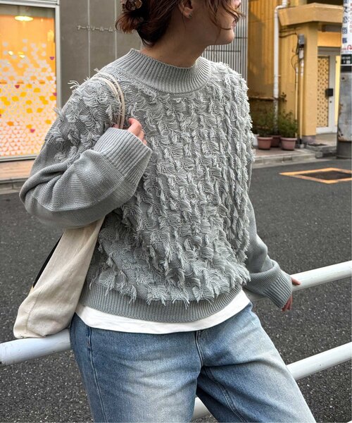 LBC（エルビーシー）の「フリンジニットプルオーバー（ニット/セーター・レディース・チャコール/オフホワイト/ミント・M）」の16枚目の写真