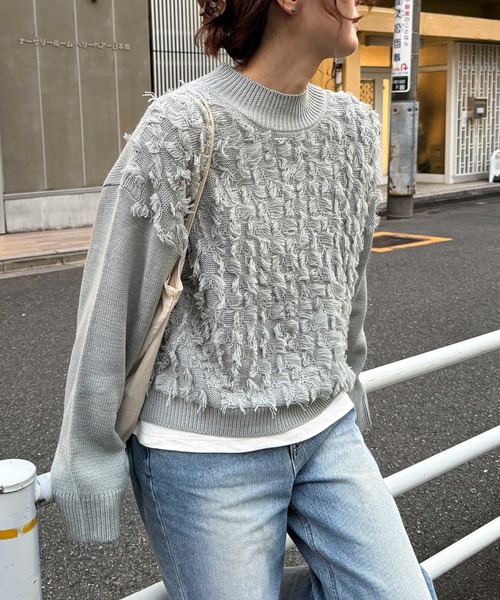 LBC（エルビーシー）の「フリンジニットプルオーバー（ニット/セーター・レディース・チャコール/オフホワイト/ミント・M）」の18枚目の写真