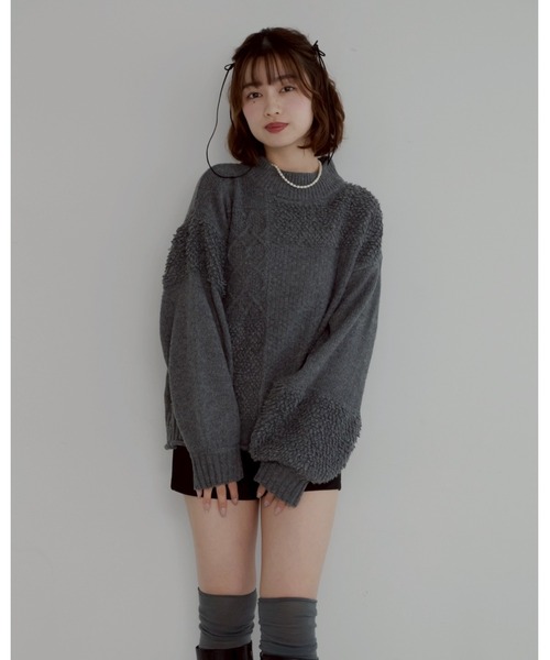 JUMELLE(ジュメロ)の「mix pattern knit(ニット/セーター・レディース・チャコール・MEDIUM)」の6枚目の写真
