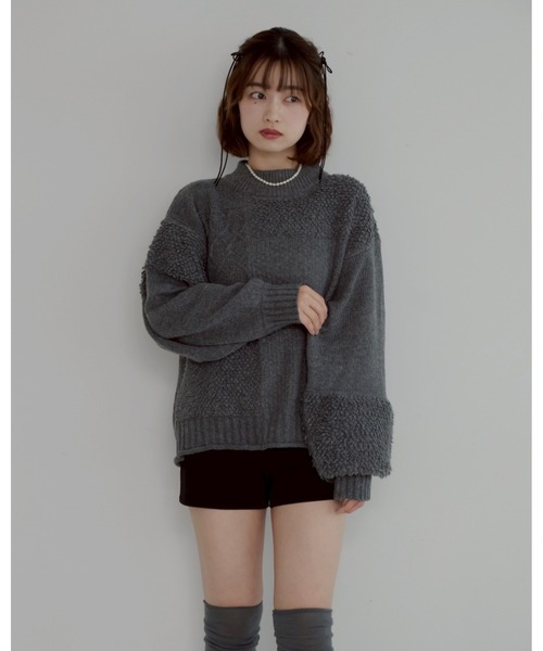 JUMELLE(ジュメロ)の「mix pattern knit(ニット/セーター・レディース・チャコール・MEDIUM)」の7枚目の写真
