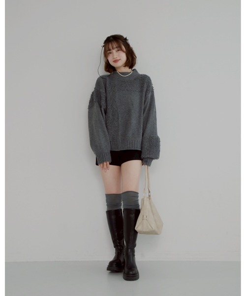 JUMELLE(ジュメロ)の「mix pattern knit(ニット/セーター・レディース・チャコール・MEDIUM)」の8枚目の写真