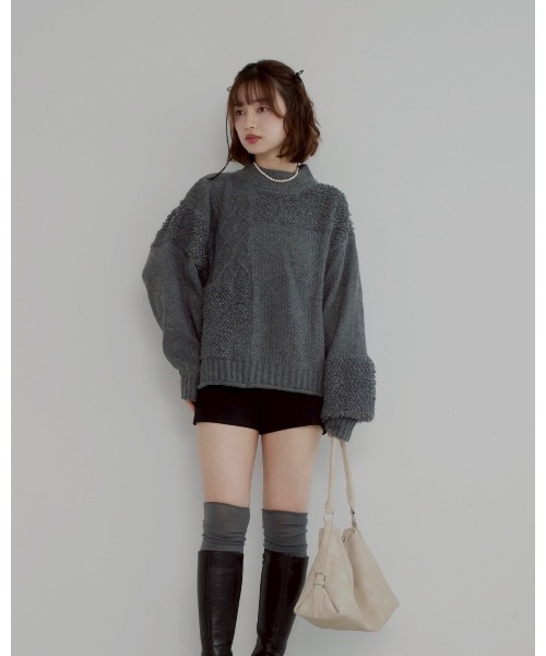 JUMELLE(ジュメロ)の「mix pattern knit(ニット/セーター・レディース・チャコール・MEDIUM)」の10枚目の写真