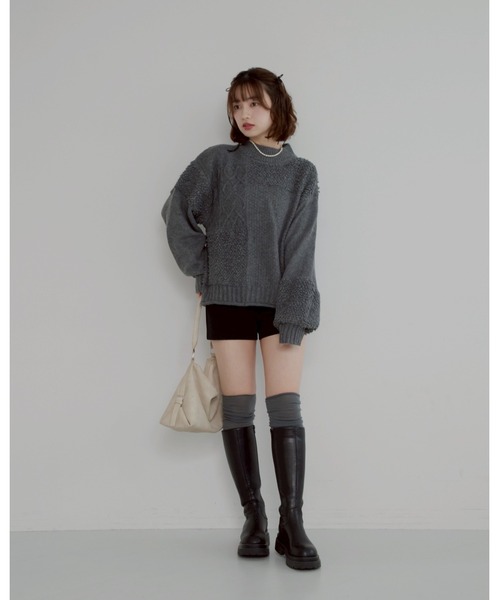 JUMELLE(ジュメロ)の「mix pattern knit(ニット/セーター・レディース・チャコール・MEDIUM)」の12枚目の写真