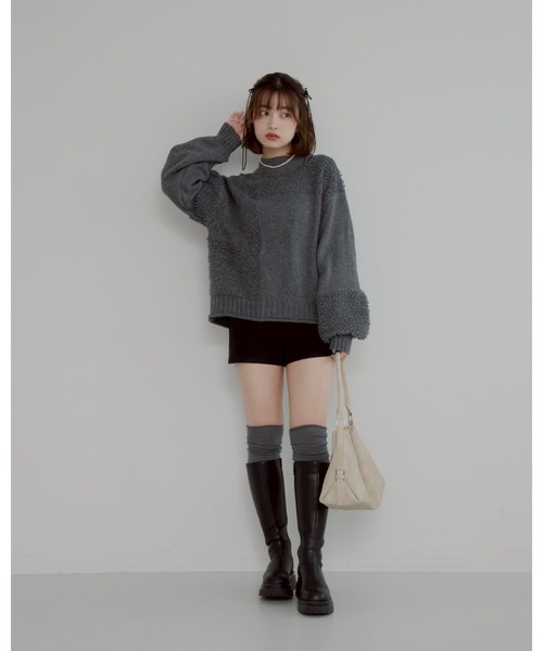 JUMELLE(ジュメロ)の「mix pattern knit(ニット/セーター・レディース・チャコール・MEDIUM)」の13枚目の写真