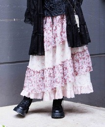 axes femme | 小花×レースパッチワークスカート(スカート)
