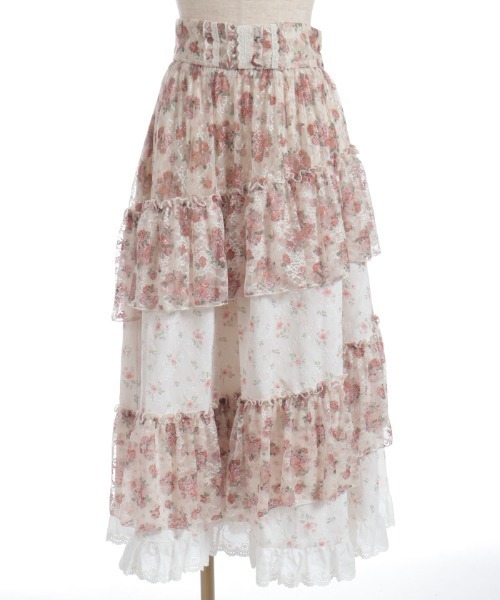 axes femme(アクシーズファム)の「小花×レースパッチワークスカート(スカート・レディース・クリーム/ピンク・FREE)」の10枚目の写真