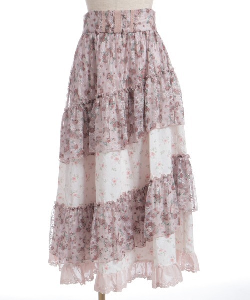axes femme(アクシーズファム)の「小花×レースパッチワークスカート(スカート・レディース・クリーム/ピンク・FREE)」の19枚目の写真