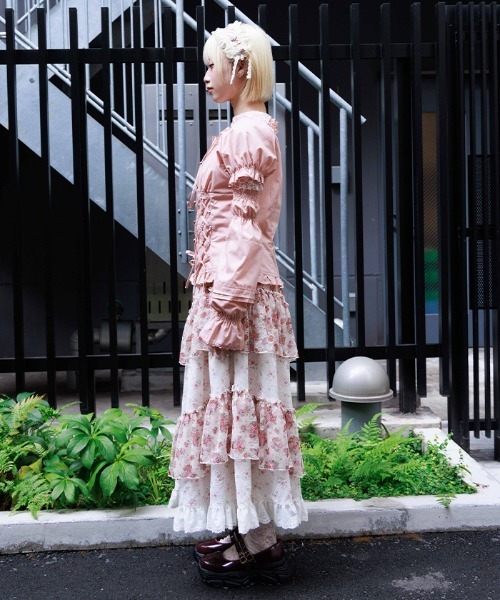 axes femme(アクシーズファム)の「小花×レースパッチワークスカート(スカート・レディース・クリーム/ピンク・FREE)」の3枚目の写真