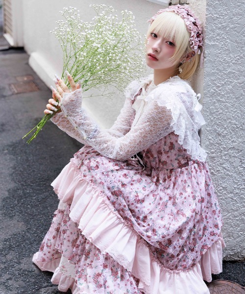 axes femme（アクシーズファム）の「小花×レースパッチワークスカート