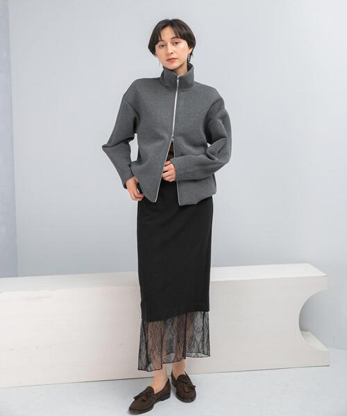 URBAN RESEARCH ROSSO WOMEN(アーバンリサーチ ロッソ)の「『WEB限定』刺繍スタンドダンボールブルゾン(その他アウター・レディース・ブラック/チャコールグレー・FREE)」の6枚目の写真