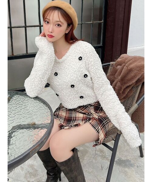 RESEXXY（リゼクシー）の「シャツドッキングニットトップス（ニット/セーター・レディース・チャコールグレー/ブラック/ホワイト・FREE）」の12枚目の写真