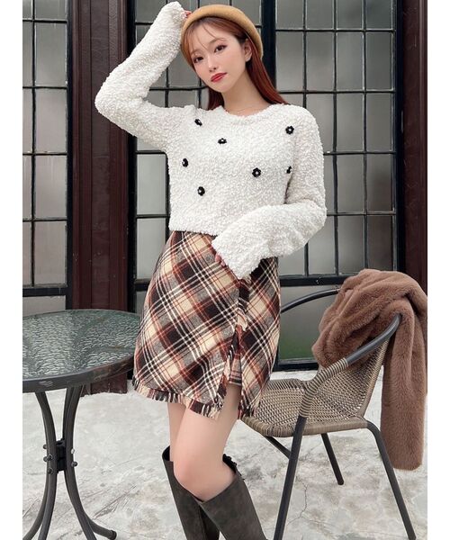 RESEXXY（リゼクシー）の「シャツドッキングニットトップス（ニット/セーター・レディース・チャコールグレー/ブラック/ホワイト・FREE）」の14枚目の写真