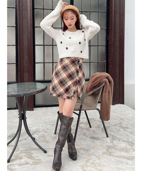 RESEXXY（リゼクシー）の「シャツドッキングニットトップス（ニット/セーター・レディース・チャコールグレー/ブラック/ホワイト・FREE）」の15枚目の写真