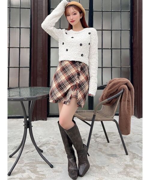 RESEXXY（リゼクシー）の「シャツドッキングニットトップス（ニット/セーター・レディース・チャコールグレー/ブラック/ホワイト・FREE）」の16枚目の写真