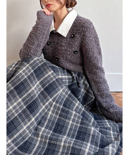 RESEXXY（リゼクシー）の「シャツドッキングニットトップス（ニット/セーター・レディース・チャコールグレー/ブラック/ホワイト・FREE）」の18枚目の写真