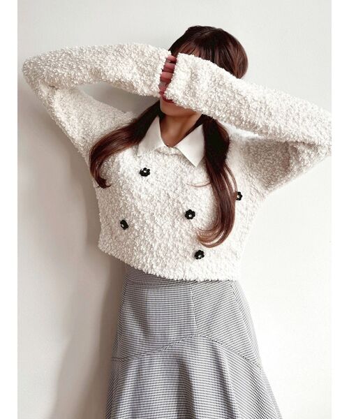 RESEXXY（リゼクシー）の「シャツドッキングニットトップス（ニット/セーター・レディース・チャコールグレー/ブラック/ホワイト・FREE）」の20枚目の写真