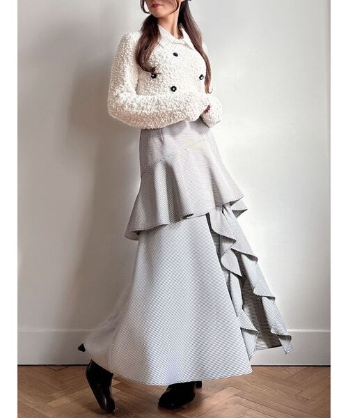 RESEXXY（リゼクシー）の「シャツドッキングニットトップス（ニット/セーター・レディース・チャコールグレー/ブラック/ホワイト・FREE）」の22枚目の写真