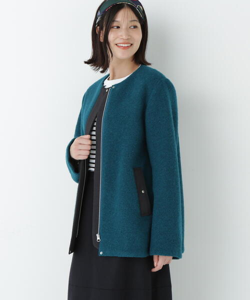 human woman（ヒューマンウーマン）の「◆スライバージップジャケット（ブルゾン・レディース・グリーン/ブラウン/ネイビー・MEDIUM）」の6枚目の写真