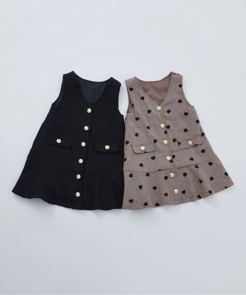 apres les cours（アプレレクール）の「マリンジャンパースカート（ジャンパースカート・キッズ・ブラック/チェック・80/90/100/110/120/130/140）」の6枚目の写真